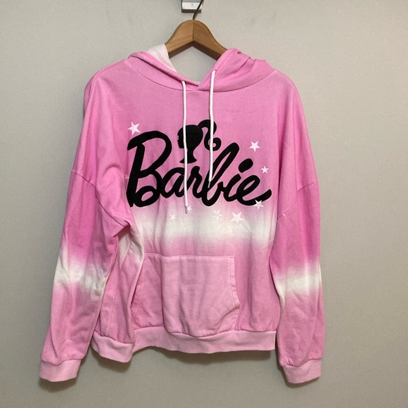 Barbie Tops - Barbie Starry Pink and White Hoodie Sweatshirt, Size XXL extra extra large